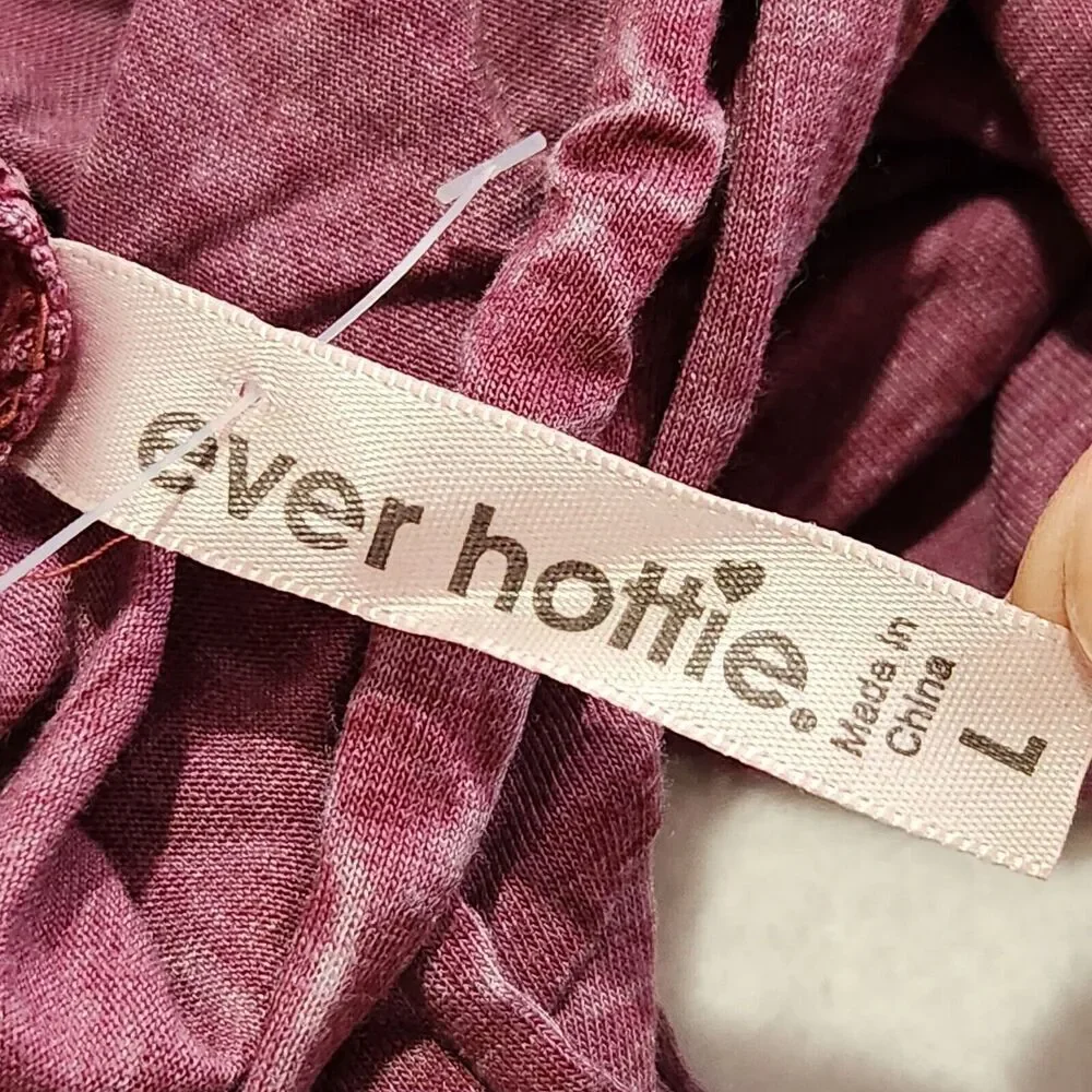 Ever Hottie Cropped Top Hoodie In Size Large Cranberry Color Lightweight.  New